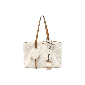PAYOT Artificial Plush Shoulder Bag Regular Women's Ecru