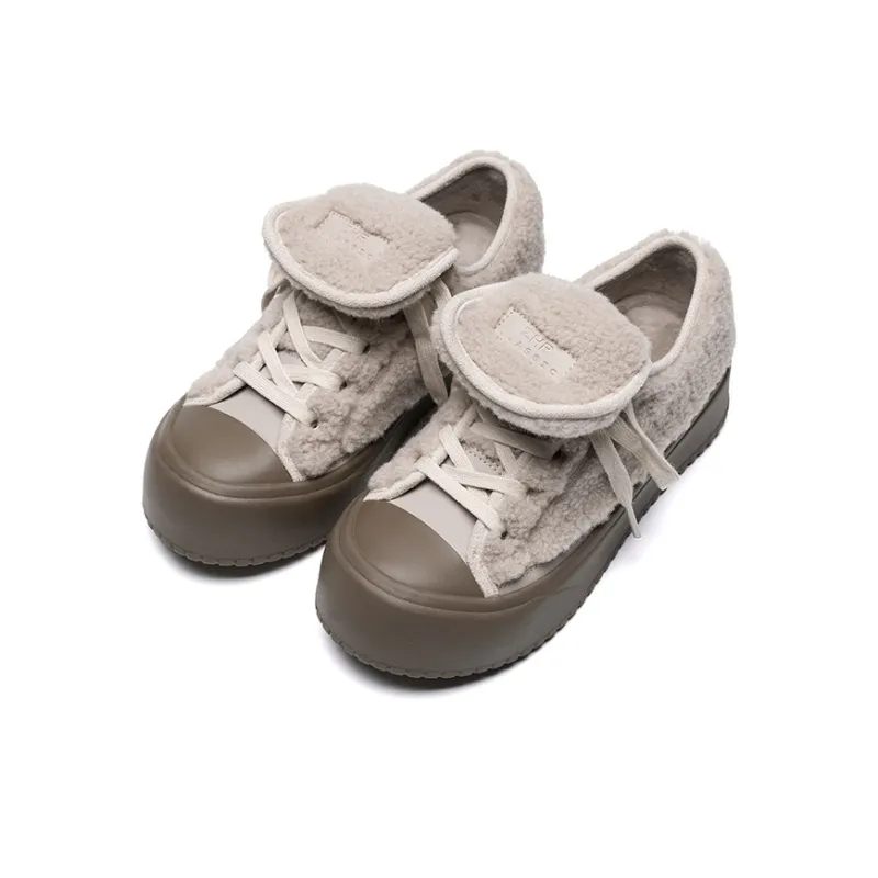 ZHR Small Stove Collection Warm And Wear Resistant Low Top Skateboard Shoes Women's Gray-1