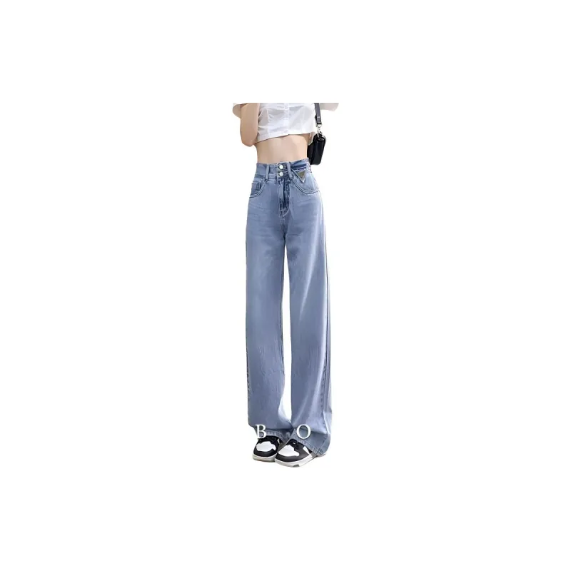 FAWENXIANGZI Jeans Women's Light Blue-10