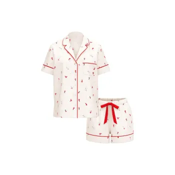 Victoria's Secret Flannel Short Pajama Set / VS SKIERS Pajama Set Women's Ecru