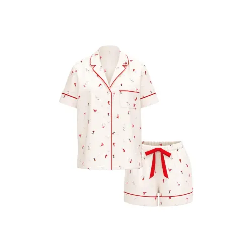 Victoria's Secret Flannel Short Pajama Set / VS SKIERS Pajama Set Women's Ecru