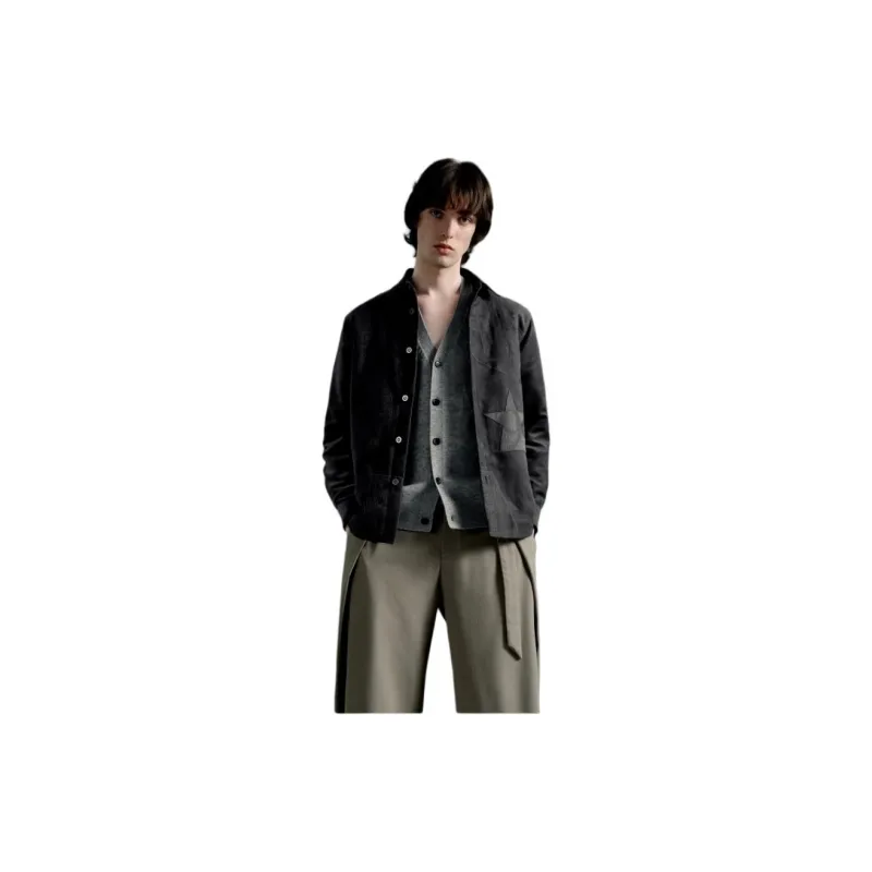 PEACEBIRD MEN x Daria Song Shirt Men's Gray Blue 1-2