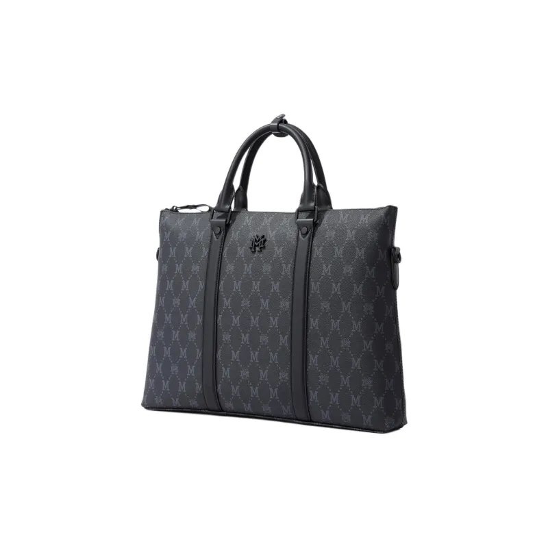 FION Cow Leather Briefcases Men's Classic Black-2