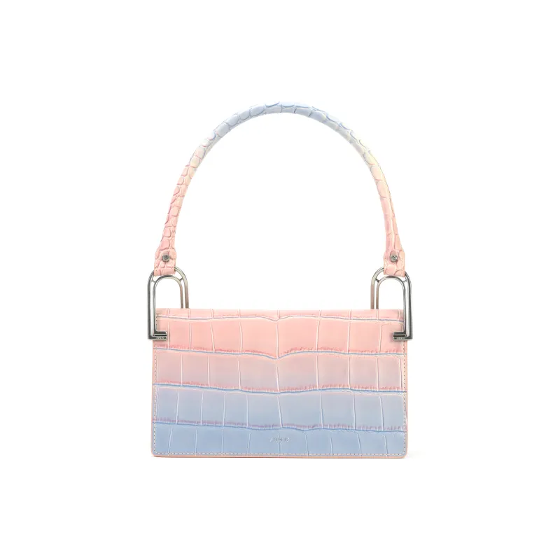 APEDE MOD Cow Leather Square Bag Shoulder Bag Handbag Shoulder Bag Women's Nox Rainbow Gradient Crocodile Pattern-1