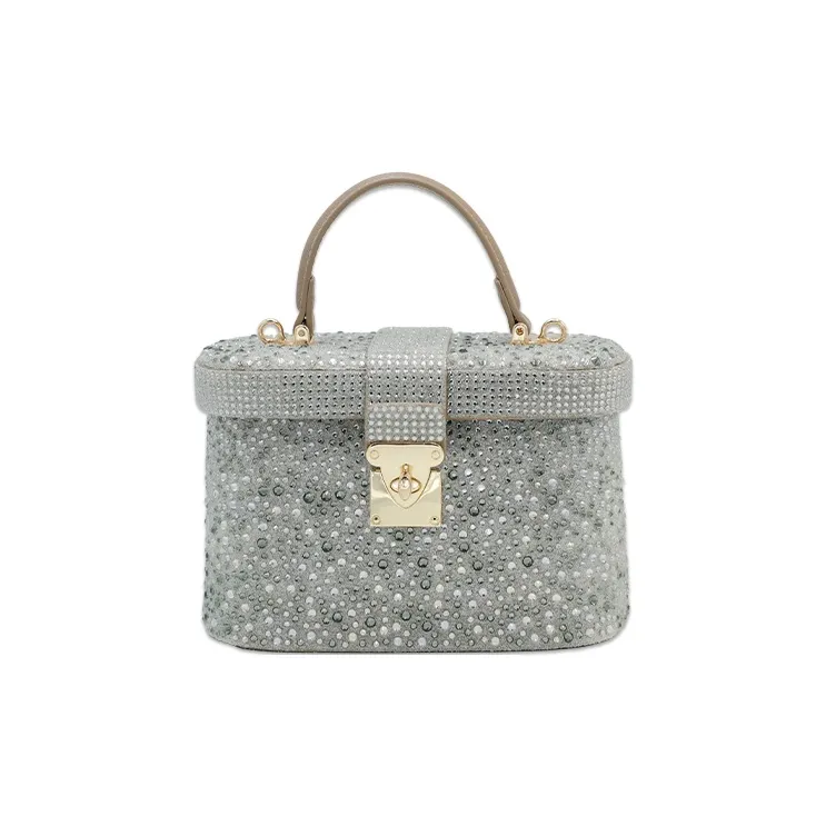 URANOLITH Top Grain Cow Leather Box Bag One Shoulder Handbag Women's Galaxy Gray/Obsidian Black-0