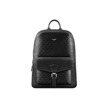 VERTU The First Layer Of Calfskin Ultralight Backpack Medium Size Unisex Black Flame Pattern