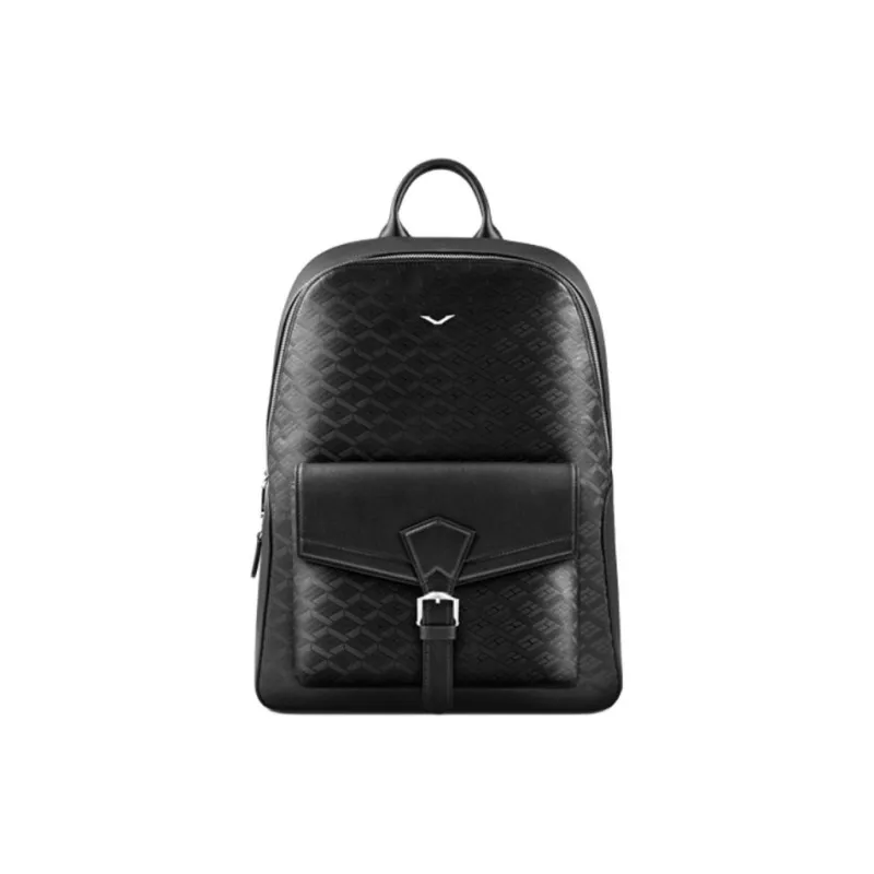 VERTU The First Layer Of Calfskin Ultralight Backpack Medium Size Unisex Black Flame Pattern-0