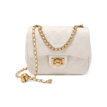 BELLE Synthetic Leather Crossbody Bag Small Size Women's Beige/Black/Red