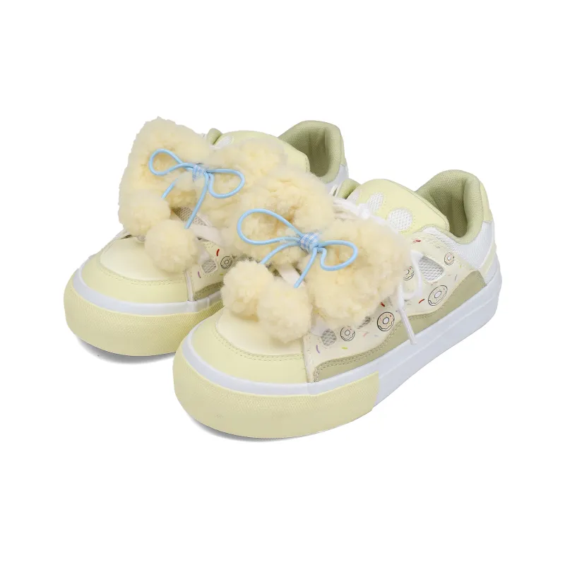 B10CROWN Wear resistant Lightweight Breathable And Non slip. Low Top Skateboard Shoes Women's Cream Donut-3