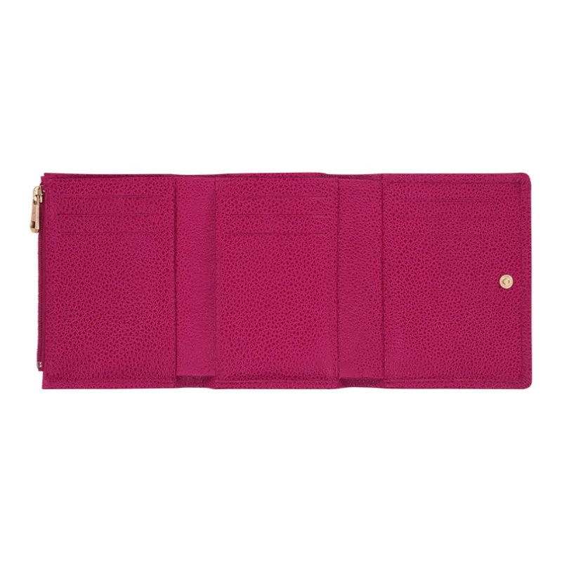 LONGCHAMP Le Foulonné Cow Leather Card Holder Wallet Women's Beetroot-2