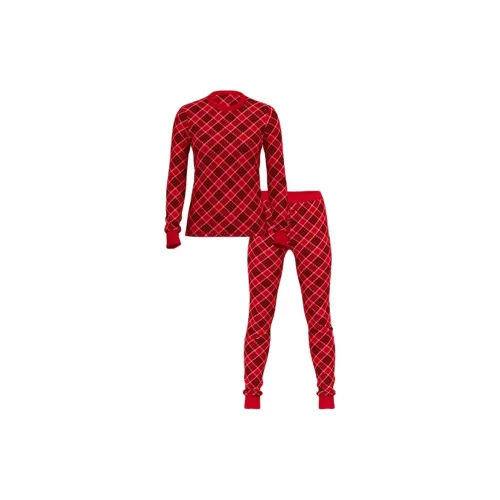 Victoria's Secret Thermal Long Pajama Set / Lipstick Lovely Plaid Pajama Set Women's Red Plaid