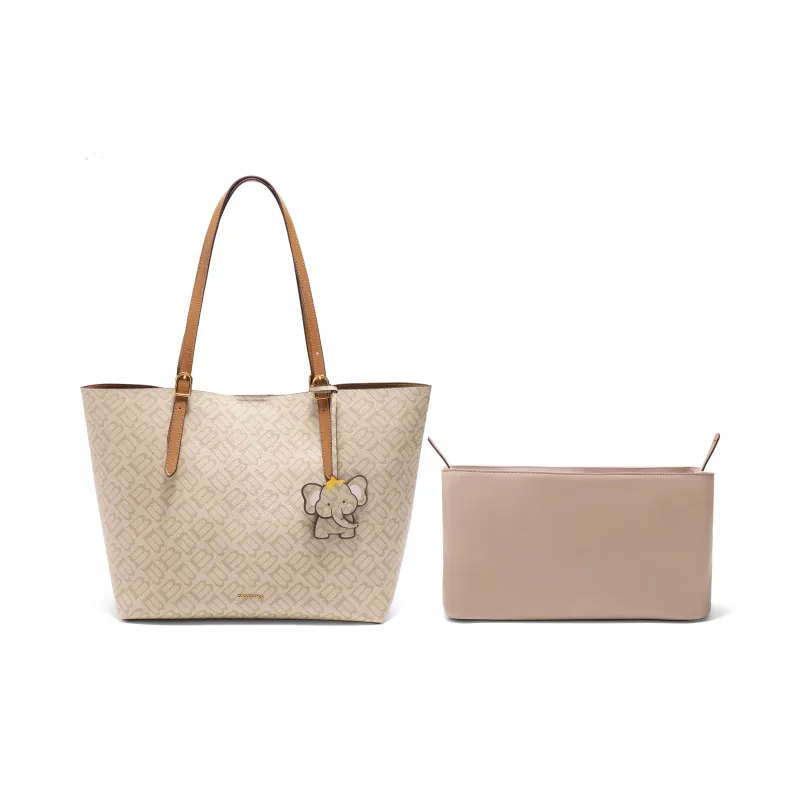 BELLE Artificial Leather Tote Bag, Shoulder Bag Tubas Women's Coffee/Apricot-7