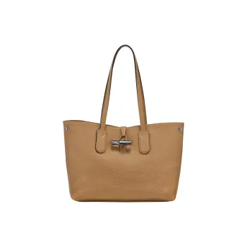 LONGCHAMP Roseau Essential Leather Tote Bag, Shopping Bag, Handbag, Shoulder Bag Medium Size Women's Brown