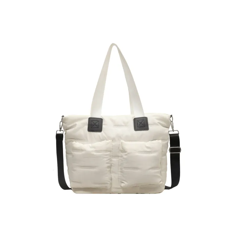 DCLOUD Fabric Shoulder Bag Unisex Black/Ecru/Brown/Khaki-5