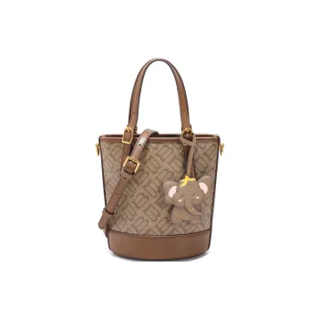 BELLE Artificial Leather Bucket Bag, Shoulder Bag, Crossbody Bag, Handbag Medium Size Women's Coffee/Apricot
