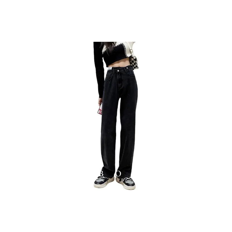 FAWENXIANGZI Jeans Women's Black Gray-4