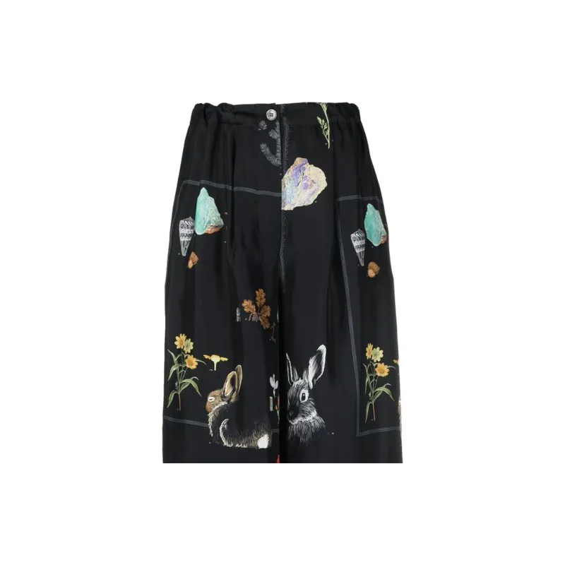 Lanvin Botanica print Wide leg Silk Trousers-1