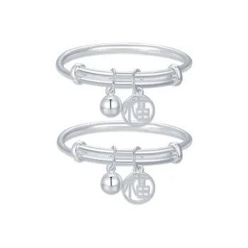 JINLIUFUJIXIANG 999 Fine Silver Bangles Women's