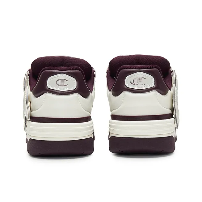 Champion Buckle Fun Coco Skate Low Top Skateboard Shoes Women's Milk White/Burgundy-2