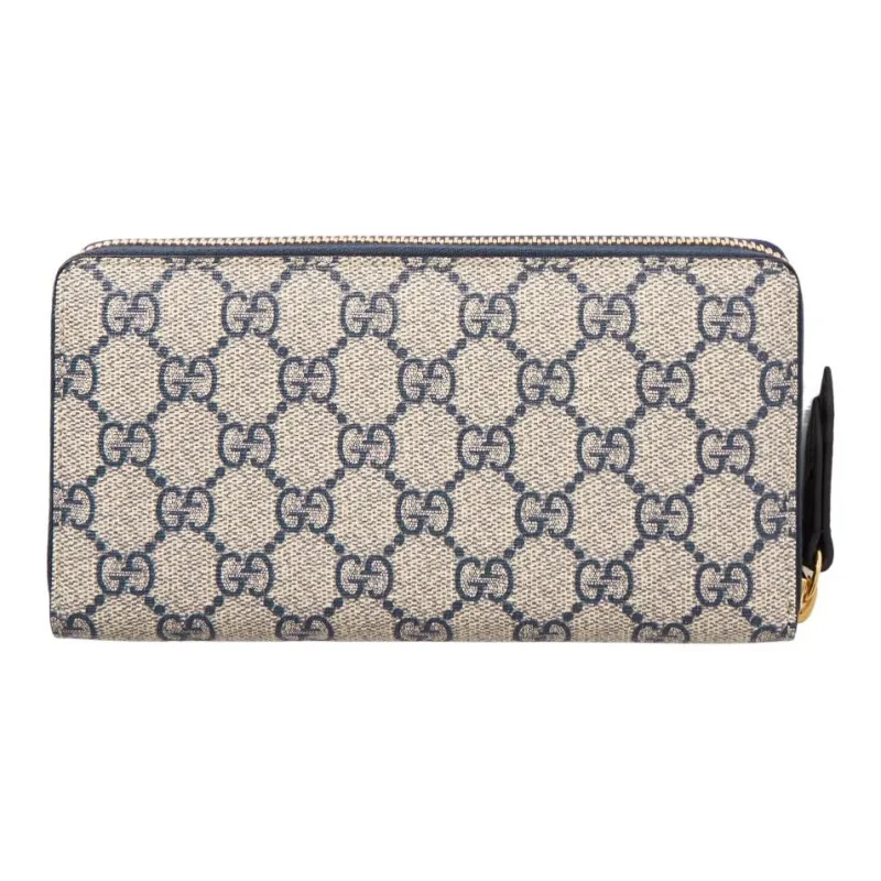 GUCCI GG Marmont Canvas With Leather Wallet Women's Beige & Blue-1