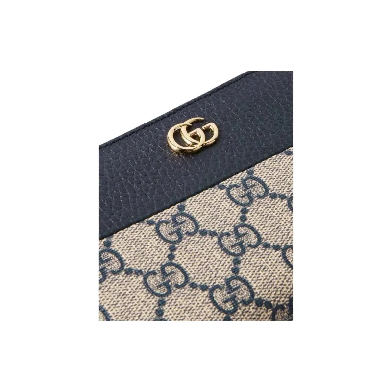 GUCCI GG Marmont Canvas With Leather Wallet Women's Beige & Blue-2