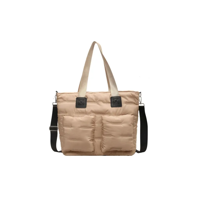DCLOUD Fabric Shoulder Bag Unisex Black/Ecru/Brown/Khaki-15