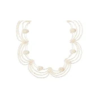 Beams Plastic Glass Necklaces Women's Silver/Ecru