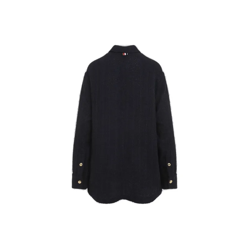 THOM BROWNE RWB Striped Tweed Button Up Blazer-1
