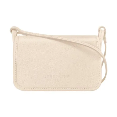 LONGCHAMP Le Foulonné Cow Leather Shoulder Bag Crossbody Bag Mini Women's White Paper Color