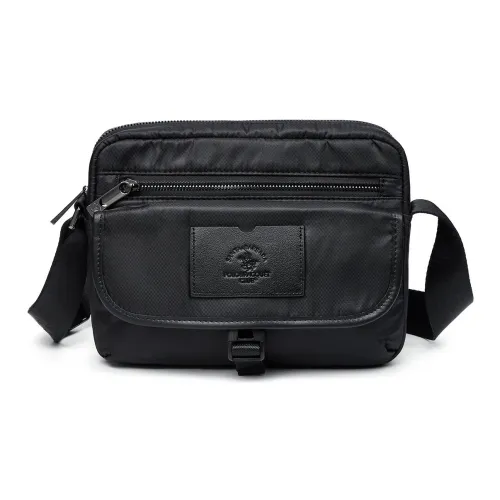 SANTA BARBARA POLO & RACQUET CLUB Fabric Cow Leather Patchwork Shoulder Bag Regular Men's Black