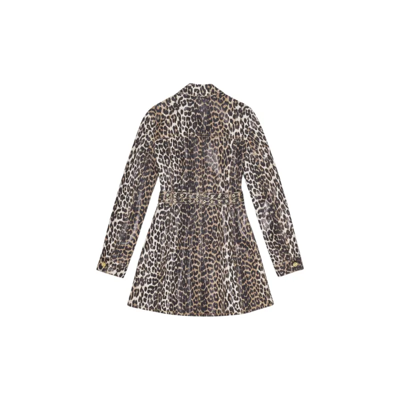 GANNI Leopard print Denim Dress-1