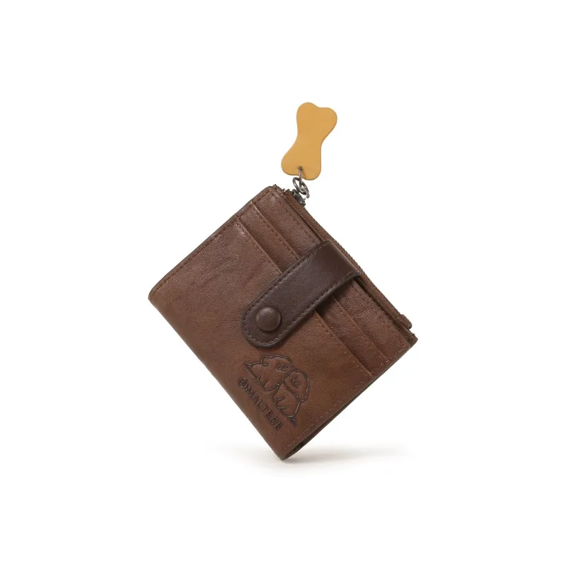 TOUTOU Maltese Collaboration PU Wallet Regular Women's Chocolate Brown-2