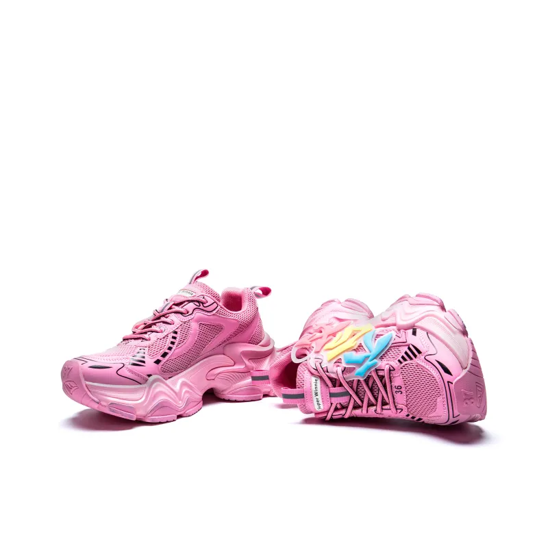 KUX Chunky Sneakers Women's Low Top Rainbow Pink-4