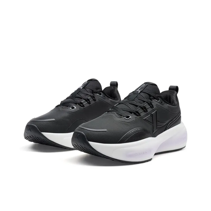 XTEP Mysterious Feather Wear Resistant Slip Resistant Low Top Casual Running Shoes Women's Black/Peony Purple-4