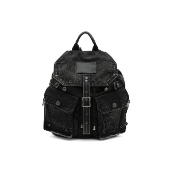 SMFK Coarse Twill Denim Cotton Backpack Regular Unisex Wilderness Black