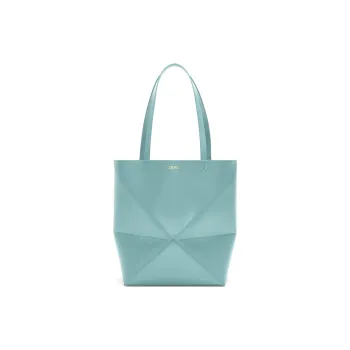 LOEWE Puzzle Fold Calfskin Tote Bag Shopping Bag Handbag Shoulder Bag Medium Size Women's Aqua