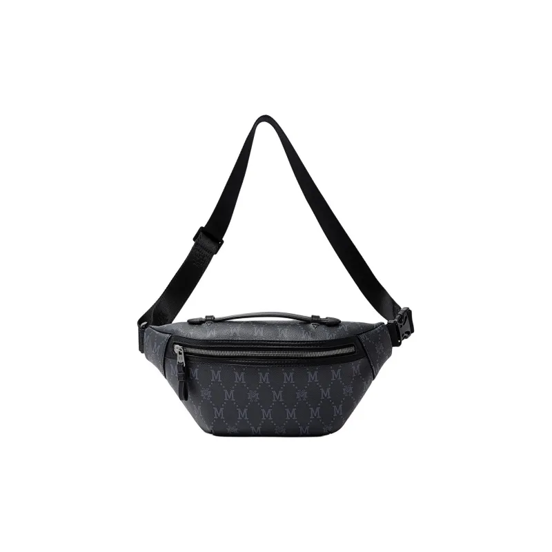 FION Mountain And Sea Journey Series Artificial Leather Fanny Pack Regular Men's Black-4