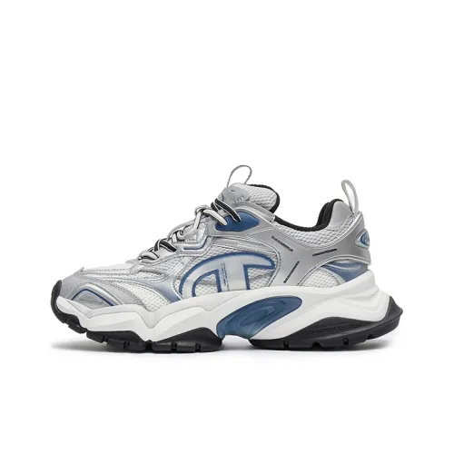 Champion Sharktooth Shoes Power Armor Low Top Chunky Sneakers Men's Silver White/Blue Agate