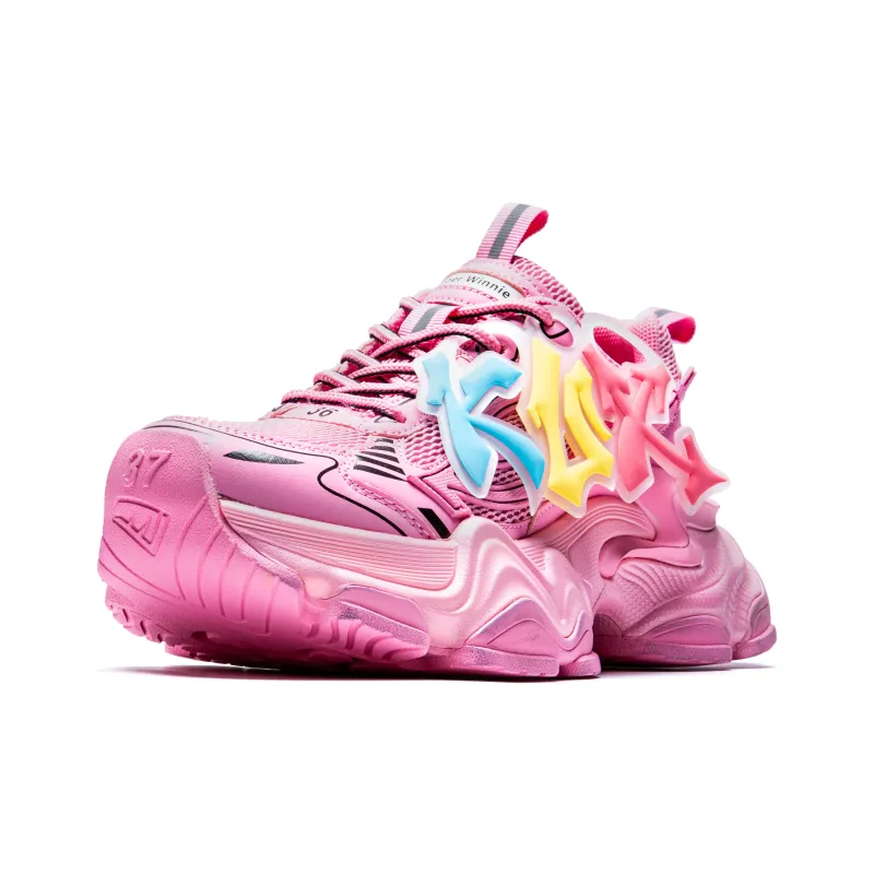 KUX Chunky Sneakers Women's Low Top Rainbow Pink-1