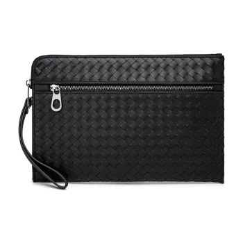 FAIRWHALE Top Grain Cow Leather Clutch Men's Black