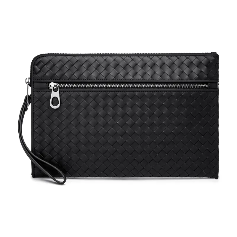 FAIRWHALE Top Grain Cow Leather Clutch Men's Black-0
