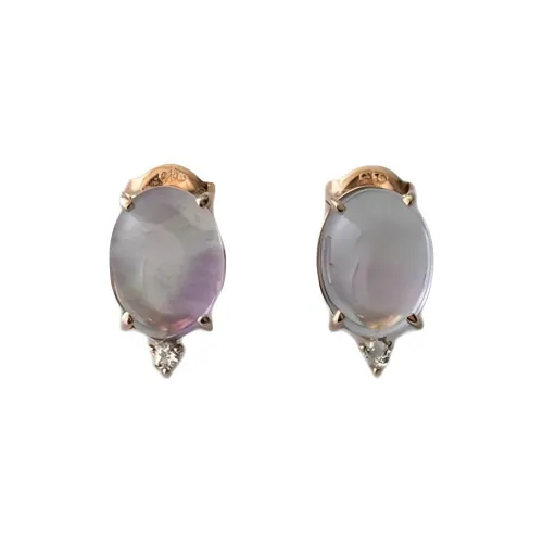 Ete K10 Rose Gold Crystal Opal Labradorite Earrings Women's Pink Gold