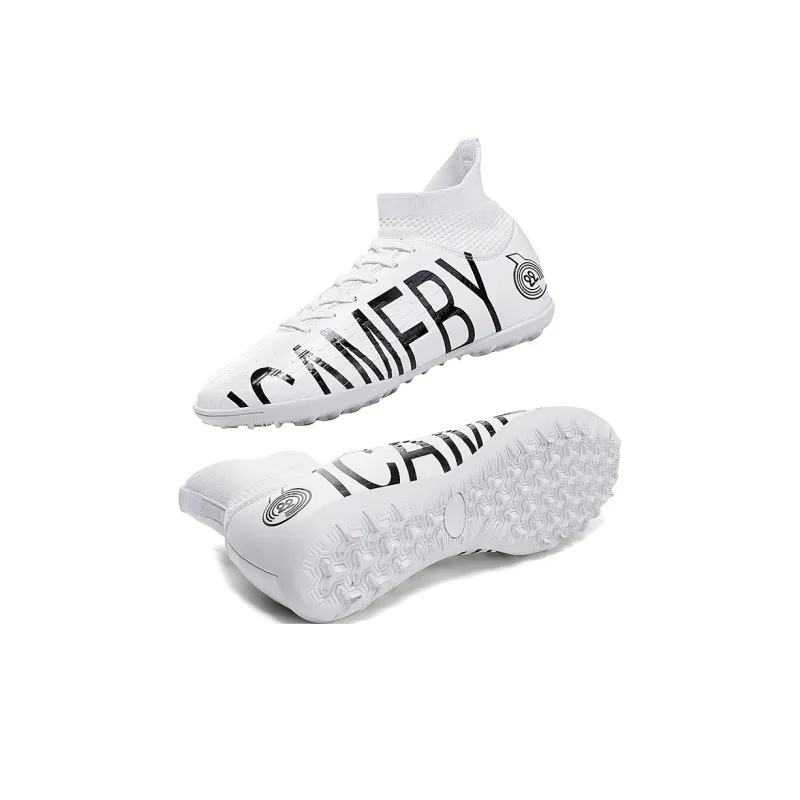 OFFER AITR Soccer Shoes Unisex High Top Black/White-9