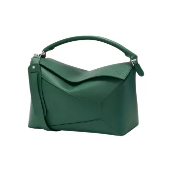 LOEWE Puzzle Calfskin Shoulder Bag Crossbody Bag Handbag Large Size Men's Evergreen