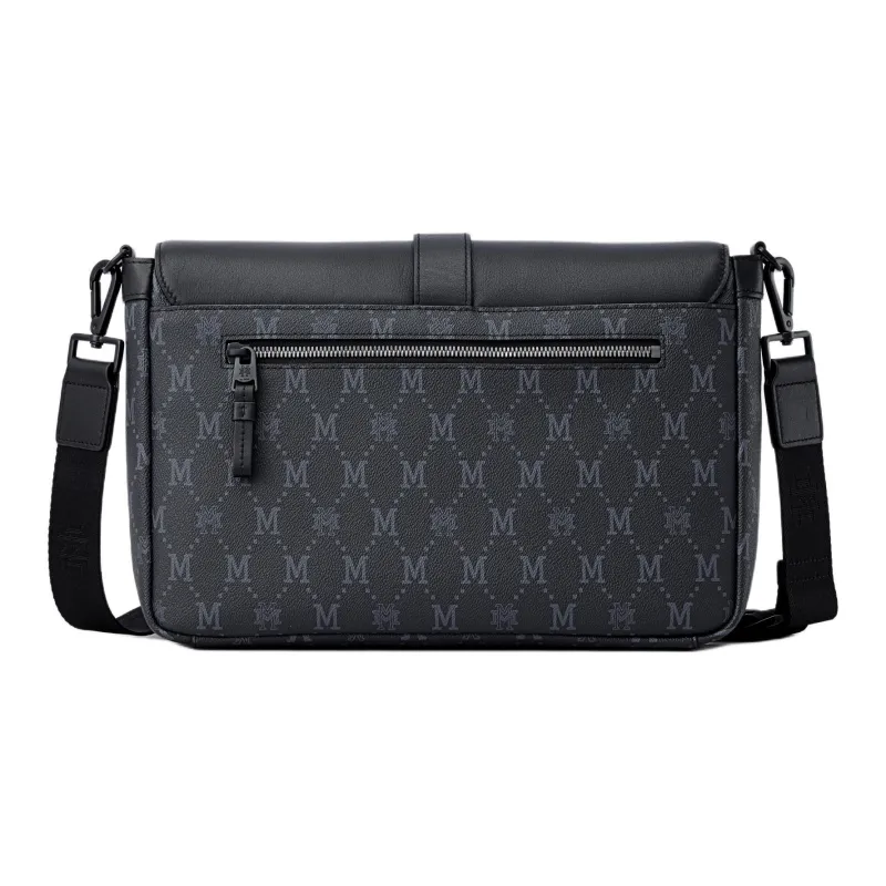 FION Mountain And Sea Journey Series Artificial Leather Shoulder Bag, Crossbody Bag Men's Classic Black-6
