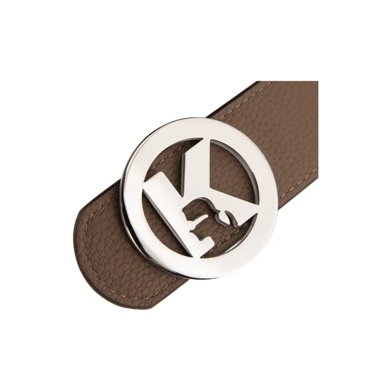 KARL LAGERFELD Top Grain Cow Leather Belt, Belt Unisex Light Coffee Width 3.7cm-2
