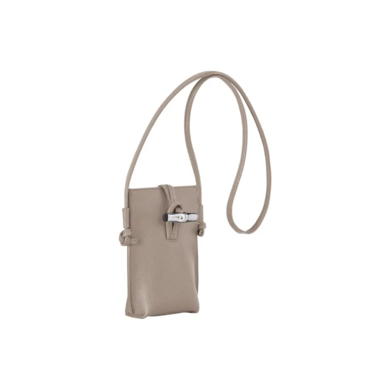 LONGCHAMP Le Roseau Cow Leather Cell Phone Pouch Women's Brown Mud-1