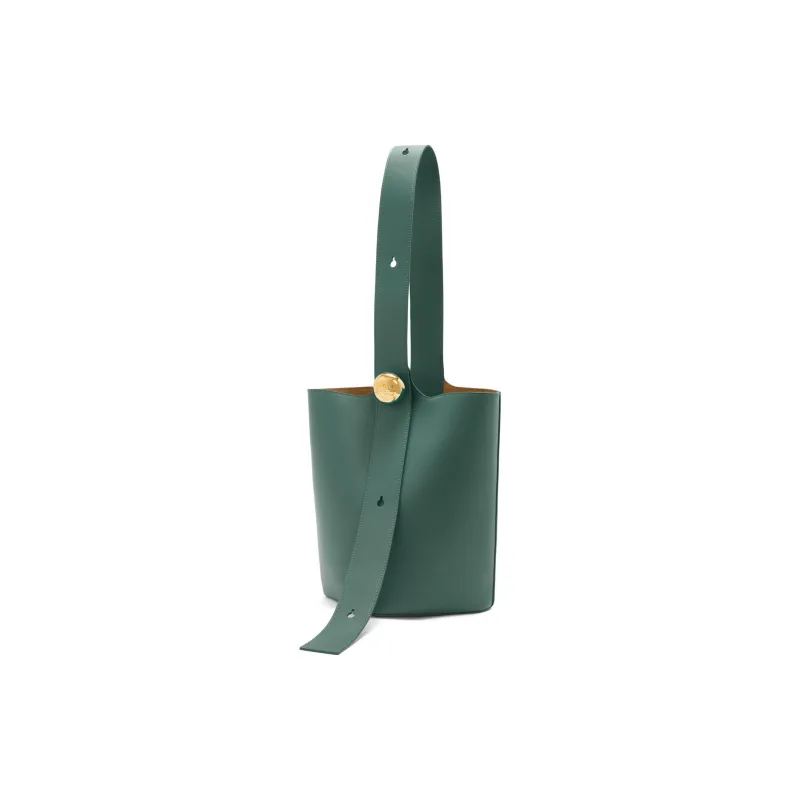 LOEWE Bucket Series Calfskin Bucket Bags One Shoulder Handbags Medium Size Women's Cardamom Green-1