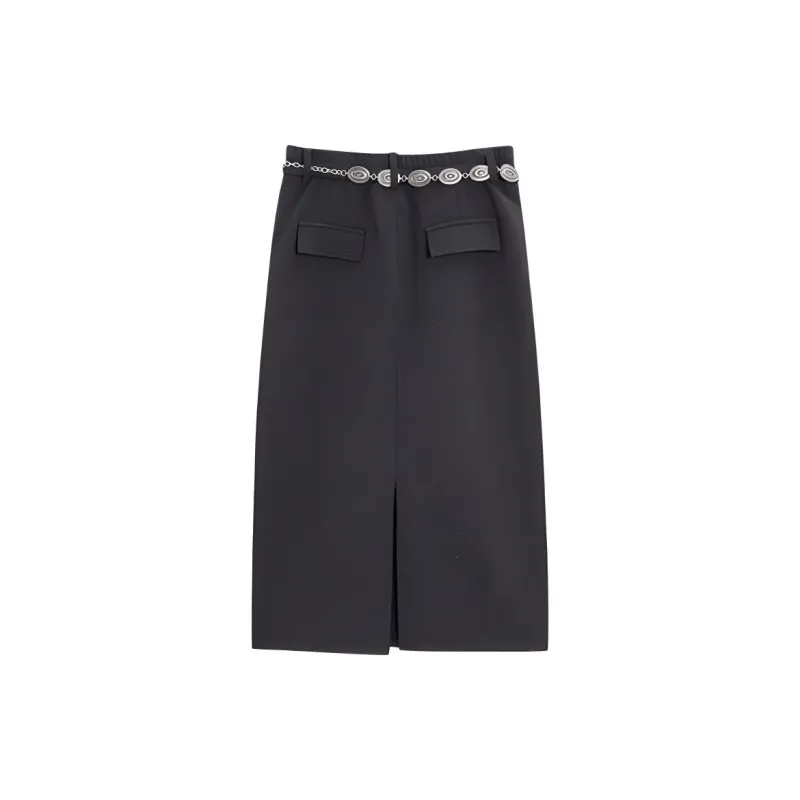 Love To Serve Casual Long Skirt Women's Gray-1