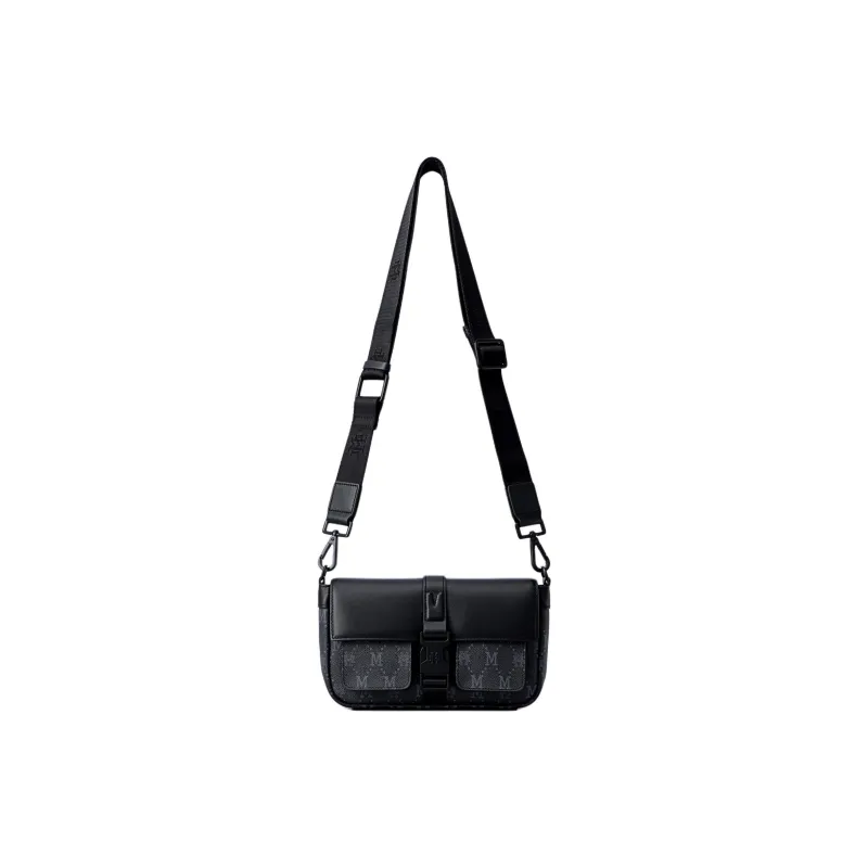 FION Mountain And Sea Journey Series Artificial Leather Shoulder Bag, Crossbody Bag Men's Classic Black-3
